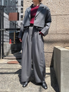 「ショート丈ジャケット」｜W:Hukuさん（レディース・159cm）の秋コーディネート