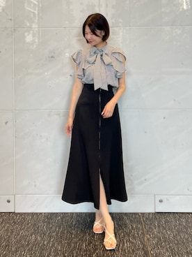「ボウタイブラウス」｜AND COUTUREさん（レディース・164cm）の夏コーディネート