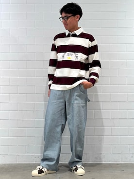 「アイテム（ポロシャツ）」を使った、SZさん（メンズ・178cm）の秋コーディネート