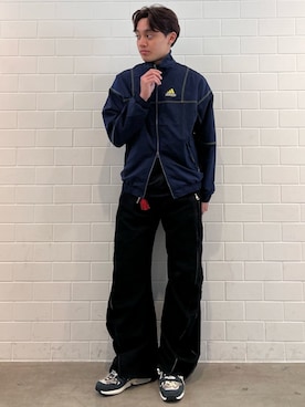 「adidas（アディダス）のエキップメント トラックトップ（トップス、ブルー系）」を使った、SZさん（メンズ・178cm）の春コーディネート