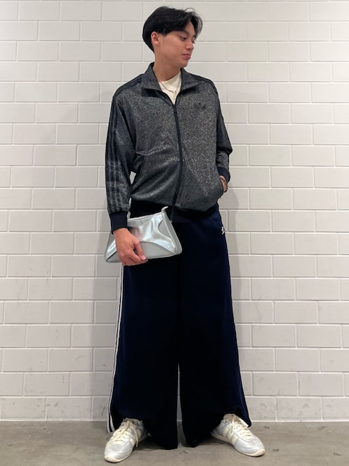 サテン ワイドレッグ トラックパンツ / バギーパンツ / アディダス