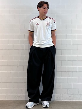 「adidas（アディダス）のアディスター コントロール 5 / ADISTAR CONTROL 5 / アディダスオリジナルス adidas Originals（スニーカー、シルバー系）」を使った、SZさん（メンズ・178cm）の夏コーディネート