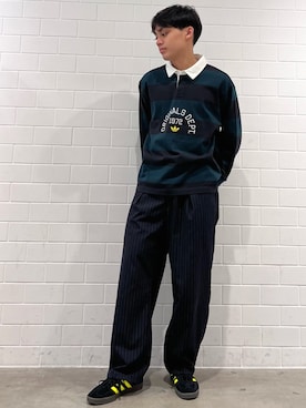 「アイテム（ポロシャツ）」を使った、SZさん（メンズ・178cm）の秋コーディネート