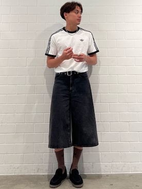 「adidas（アディダス）のスリーストライプ Tシャツ / アディダスオリジナルス adidas Originals（Tシャツ/カットソー、ホワイト系）」を使った、SZさん（メンズ・178cm）の春コーディネート