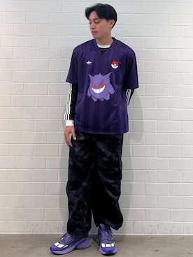 「adidas（アディダス）のPokemon アディスター XLG 2.0 /  Pokemon ADISTAR XLG 2.0 / アディダスオリジナルス adidas Originals（スニーカー、パープル系）」を使った、SZさん（メンズ・178cm）の秋コーディネート