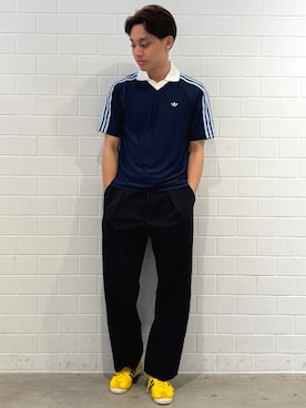 「adidas（アディダス）のFTBL JSY for BEAUTY&YOUTH（トップス、ブルー系）」を使った、SZさん（メンズ・178cm）の春コーディネート