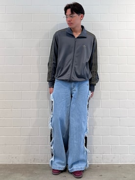 「adidas（アディダス）のファイヤーバード トラックトップ / ジャージ / トラックジャケット / アディダスオリジナルス adidas Originals（ジャージ、グレー系）」を使った、SZさん（メンズ・178cm）の春コーディネート