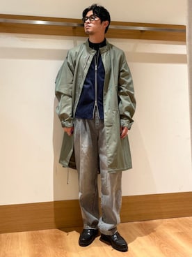 「シップス」｜「アイテム（ライダースジャケット）」を使った、大塚さん（メンズ・171cm）の冬コーディネート