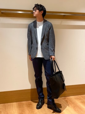 「アイテム（スーツジャケット）」を使った、大塚さん（メンズ・171cm）の夏コーディネート