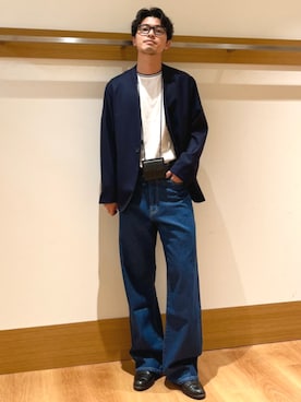 「アイテム（ノーカラージャケット）」を使った、大塚さん（メンズ・171cm）の秋コーディネート