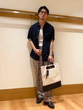 「アイテム（シャツ/ブラウス、ブルー系）」を使った、大塚さん（メンズ・171cm）の夏コーディネート