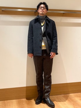 「アイテム（ピーコート）」を使った、大塚さん（メンズ・171cm）の冬コーディネート
