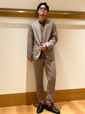 「アイテム（ノーカラージャケット）」を使った、大塚さん（メンズ・171cm）の秋コーディネート