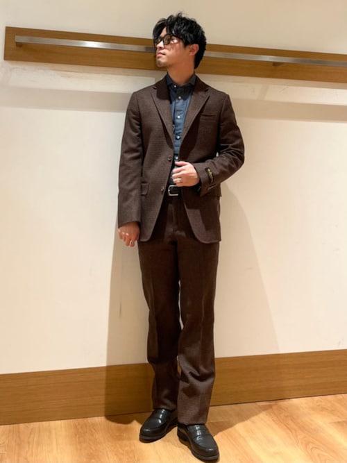 Southwick ダークグレー フラノセットアップスーツ　L シップス SHIPS Southwick: AMERICAN WOOLEN COMPANY フランネル 3B