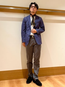 「スカーフ」｜「アイテム（ジャケット/アウター）」を使った、大塚さん（メンズ・171cm）の夏コーディネート
