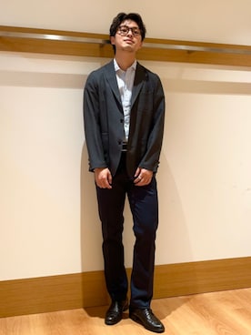 「ビジネススタイル」｜「アイテム（スラックス）」を使った、大塚さん（メンズ・171cm）の夏コーディネート