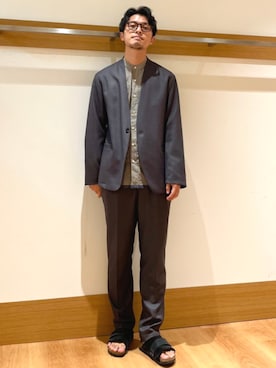 「アイテム（ノーカラージャケット）」を使った、大塚さん（メンズ・171cm）の秋コーディネート