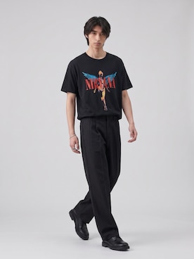 「NIRVANA（ニルヴァーナ）のアイテム（Tシャツ/カットソー）」を使った、Tomo大さん（メンズ・175cm）の夏コーディネート