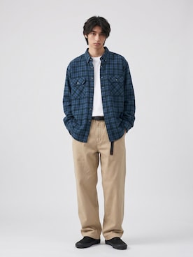「HANES（ヘインズ）のHanes/ 2P BEEFY-T / H5180-2 夏服（Tシャツ/カットソー、ホワイト系）」を使った、Tomo大さん（メンズ・175cm）の夏コーディネート