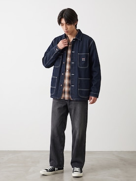 「FIVE BROTHER（ファイブブラザー）のFIVE BROTHER/ファイブブラザー チェックワンナップシャツ ネルシャツ オンブレチェック オープンカラー カジュアル アメカジ 2026年秋冬 秋服冬服（シャツ/ブラウス、ブラウン系）」を使った、Tomo大さん（メンズ・175cm）の秋コーディネート