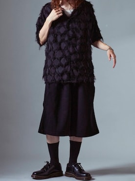 「Theater code（シアターコード）の【50％OFF】Fringe design open collar shirt / フリンジデザイン オープンカラーシャツメンズ メンズ 夏物 夏服（シャツ/ブラウス、ブラック系）」を使った、Tomo大さん（メンズ・175cm）の夏コーディネート