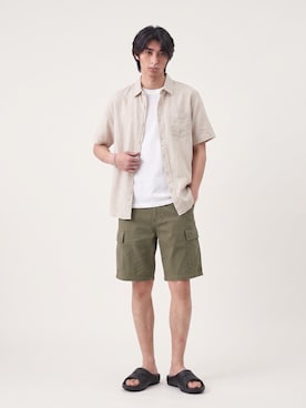 「HANES（ヘインズ）のHanes/ 2P BEEFY-T / H5180-2 夏服（Tシャツ/カットソー、ホワイト系）」を使った、Tomo大さん（メンズ・175cm）の夏コーディネート