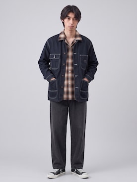 「FIVE BROTHER（ファイブブラザー）のFIVE BROTHER/ファイブブラザー チェックワンナップシャツ ネルシャツ オンブレチェック オープンカラー カジュアル アメカジ 2026年秋冬 秋服冬服（シャツ/ブラウス、ブラウン系）」を使った、Tomo大さん（メンズ・175cm）の秋コーディネート