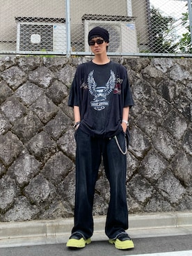 「DISCOVERED（ディスカバード）のアイテム」を使った、KULO さん（メンズ・180cm）の春コーディネート