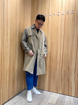 「秋トレンド2021」｜「アイテム（ステンカラーコート）」を使った、TAさん（メンズ・181cm）の秋コーディネート