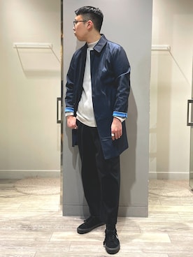「ビジネススタイル」｜「アイテム（ステンカラーコート）」を使った、TAさん（メンズ・181cm）の冬コーディネート