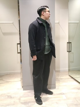 「ブルゾン」｜「アイテム（ステンカラーコート）」を使った、TAさん（メンズ・181cm）の冬コーディネート