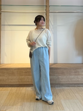 「Jena espace merveilleux(ジェナ エスパスメルヴェイユ)のスパンコールメッシュニット(ニット/セーター、ホワイト系)」を使った、chihiroさん(レディース・153cm)の夏コーディネート