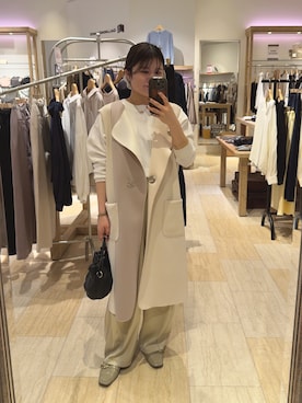 「Jena espace merveilleux(ジェナ エスパスメルヴェイユ)のビハイ袖メッシュ2WAYカーディガン(カーディガン/ボレロ、ホワイト系)」を使った、chihiroさん(レディース・153cm)の春コーディネート