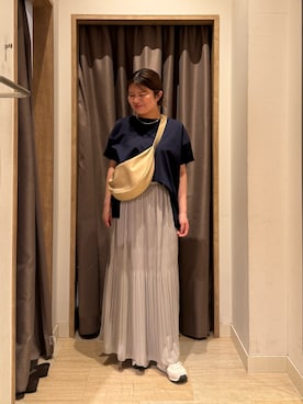 「Jena espace merveilleux(ジェナ エスパスメルヴェイユ)の【お気に入り件数1万人突破!】ビッグ変形Tシャツ(Tシャツ/カットソー、ブルー系)」を使った、chihiroさん(レディース・153cm)の春コーディネート
