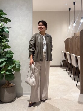 「Jena espace merveilleux（ジェナ　エスパスメルヴェイユ）のシアーロゴカットソー（Tシャツ/カットソー、ホワイト系）」を使った、chihiroさん（レディース・153cm）の秋コーディネート