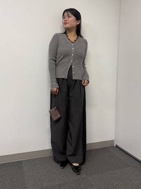 「Jena espace merveilleux（ジェナ　エスパスメルヴェイユ）のレースリブニット（ニット/セーター、グレー系）」を使った、chihiroさん（レディース・153cm）の秋コーディネート