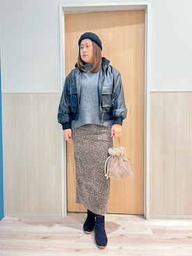 「アイテム（ハンチング/ベレー帽）」を使った、ツムツムさん（レディース・170cm）の冬コーディネート