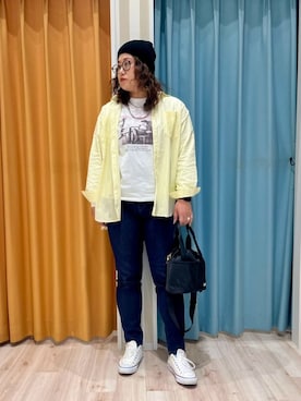 「SHOO・LA・RUE（シューラルー）の【SHOO・LA・RUE DENIM】毎日使いたくなる ストレッチデニムスキニーパンツ（デニムパンツ、ブルー系）」を使った、ツムツムさん（レディース・170cm）の春コーディネート