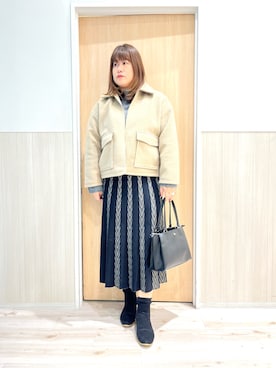 「DRESKIP（ドレスキップ）の【S-LL】大人カジュアルコーデに 襟付きZIPブルゾン（ブルゾン）」を使った、ツムツムさん（レディース・170cm）の秋コーディネート