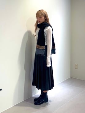 「アイテム（マフラー）」を使った、miyuさん（レディース・153cm）の秋コーディネート