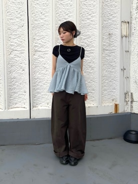 「KBF（ケイビーエフ）のアイテム（パンツ）」を使った、miyuさん（レディース・153cm）の夏コーディネート