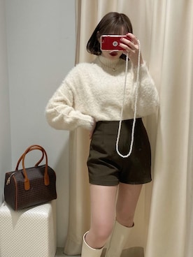 「one after another NICE CLAUP（ワンアフターアナザーナイスクラップ）のアイテム（アクセサリー）」を使った、けるさん（レディース・158cm）の冬コーディネート
