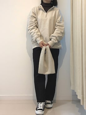 「リブニット」｜「アイテム（スウェット）」を使った、ayaka2096さん（レディース・152cm）の秋コーディネート