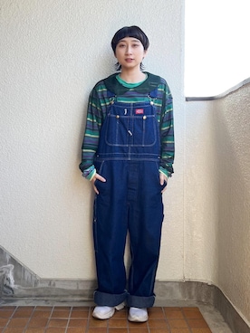 「透けトップス」｜「アイテム（サロペット/オーバーオール）」を使った、ありさん（レディース・150cm）の春コーディネート