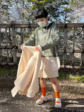 「ショート丈トップス」｜「アイテム（ノーカラージャケット）」を使った、ありさん（レディース・150cm）の春コーディネート