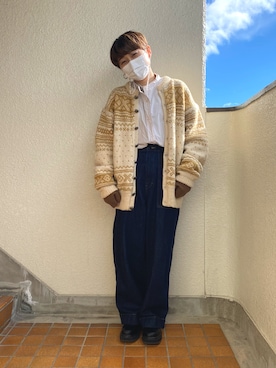 「ノーカラーシャツ」｜「アイテム（ブーツ）」を使った、ありさん（レディース・150cm）の冬コーディネート