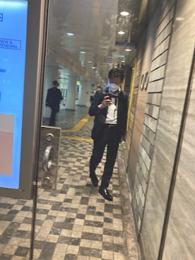 「無名のアイテム（その他パンツ、ブラック系）」を使った、平 真ノ丞さん（メンズ・173cm）の夏コーディネート