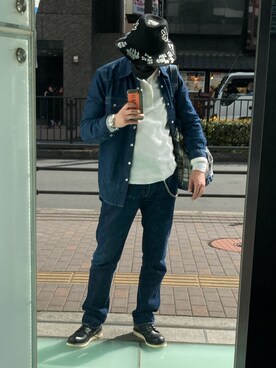 「Levi's（リーバイス）のCLASSIC ウェスタンシャツ STANDARD RED CAST RIN（シャツ/ブラウス、ブルー系）」を使った、平 真ノ丞さん（メンズ・173cm）の春コーディネート
