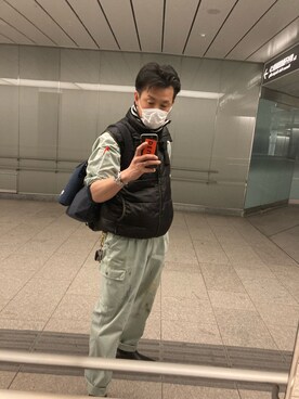 「作業着のアイテム（カーゴパンツ、その他）」を使った、平 真ノ丞さん（メンズ・173cm）の春コーディネート