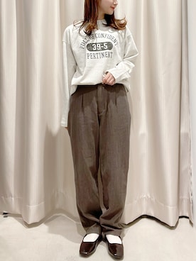 「ツイードパンツ」｜「アイテム（パンプス）」を使った、makophithさん（レディース・153cm）の冬コーディネート